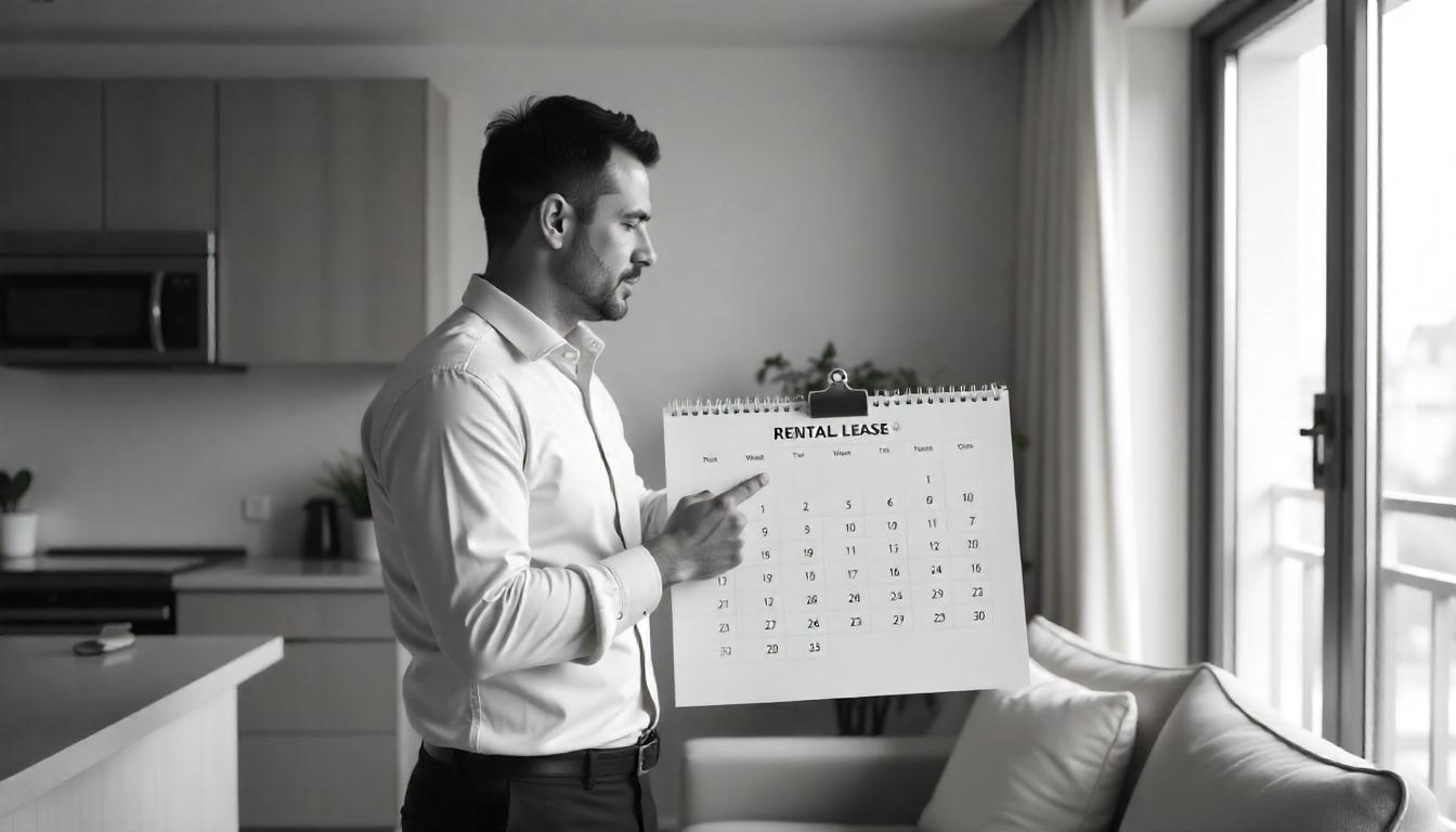 person in a rental unit showing lease calendar